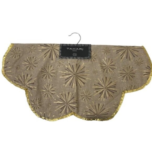 NEW Tahari Home Table Top Tree Skirt in Beige and Gold 24” - Picture 1 of 7